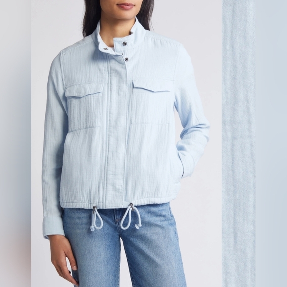 Caslon Jackets & Blazers - Caslon Zip Up Cotton Utility Jacket Blue Skyway. Sz S